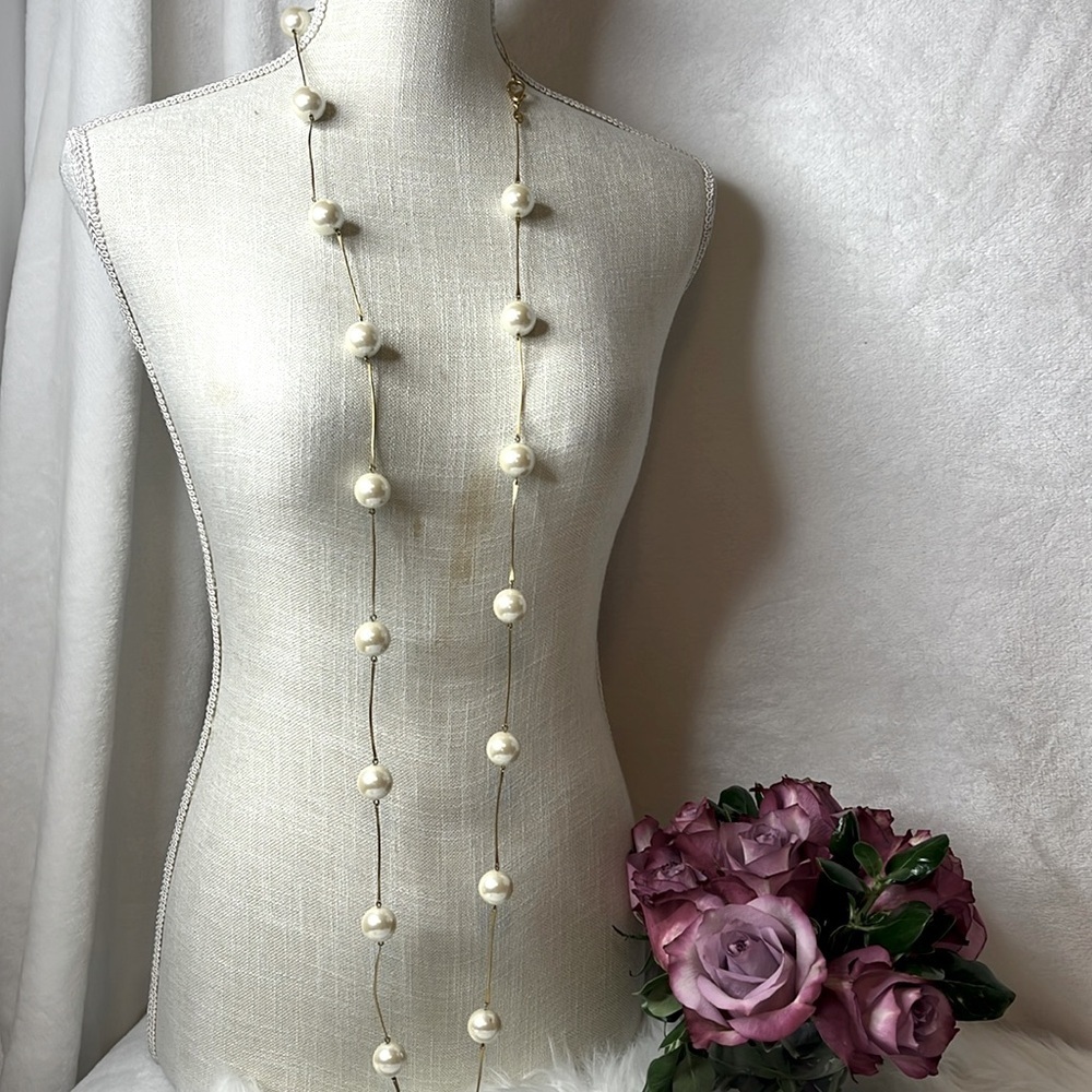 CAROLEE LONG LINK PEARL NECKLACE